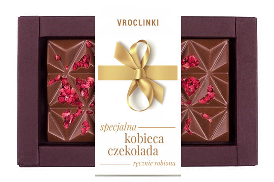 Czekolada mleczna Z Malinami - Dzień Kobiet Złota Wstążka