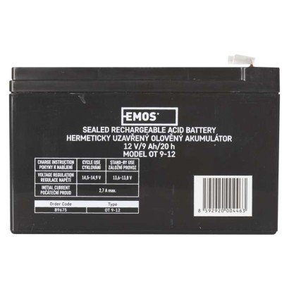 AGM Emos Akumulator 12V 9Ah F6.3 B9675 B9675