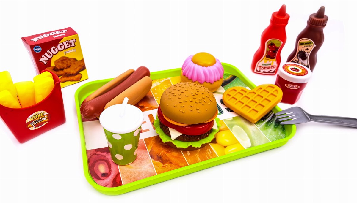 LT169 Zabawkowe Jedzenie Fast Food Hamburger Taca