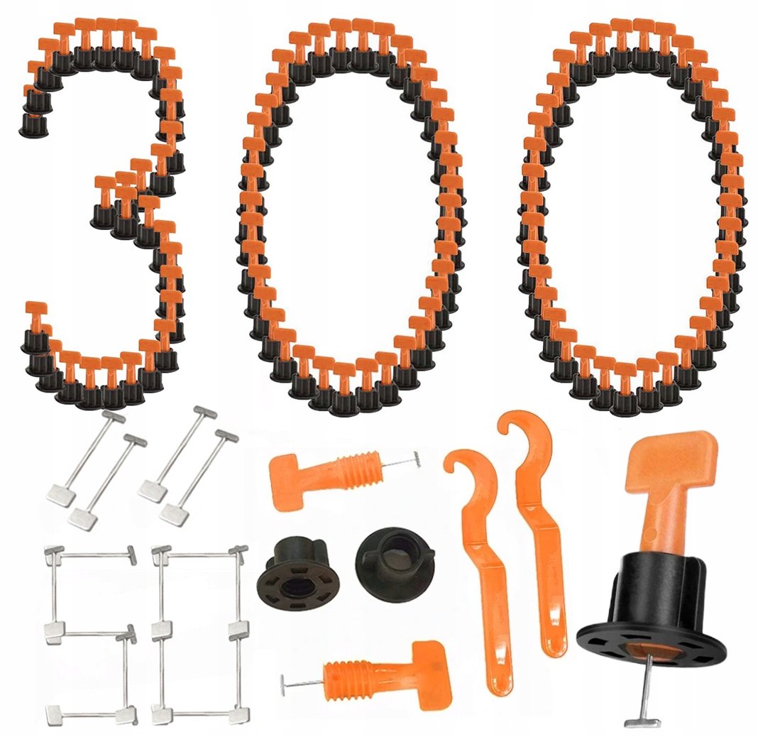 Zaciski/Klipsy Do Poziomowania Płytek Spinel 300Szt, 50 Dodatkowych Szpilek