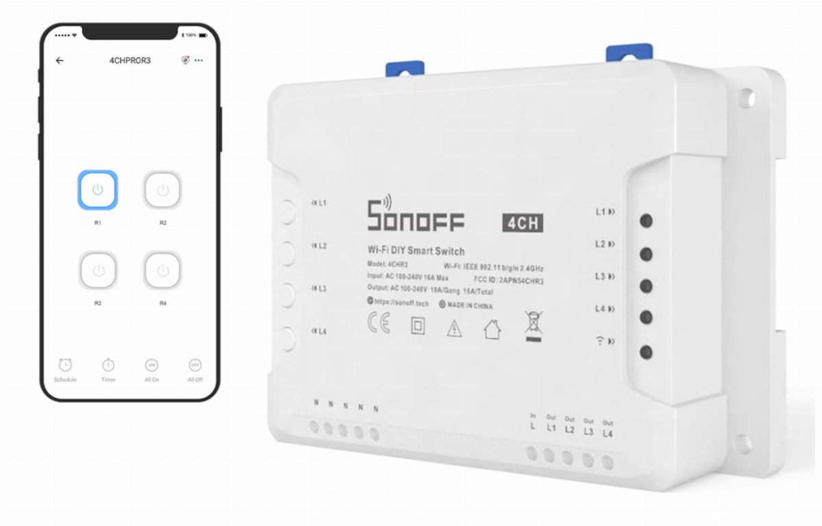 Sonoff Sonoff 4CH Rev2 WiFi - 4-kanałowy przełącznik DNG-12289