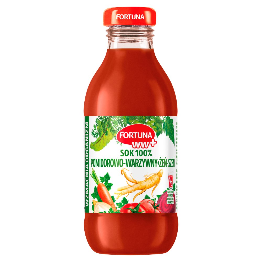 Fortuna WW+ Sok 100% pomidorowo-warzywny + żeń-szeń 300 ml