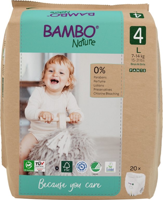 Bambo Nature Pieluchomajtki Pants 4 L 7-14 kg 20 szt.