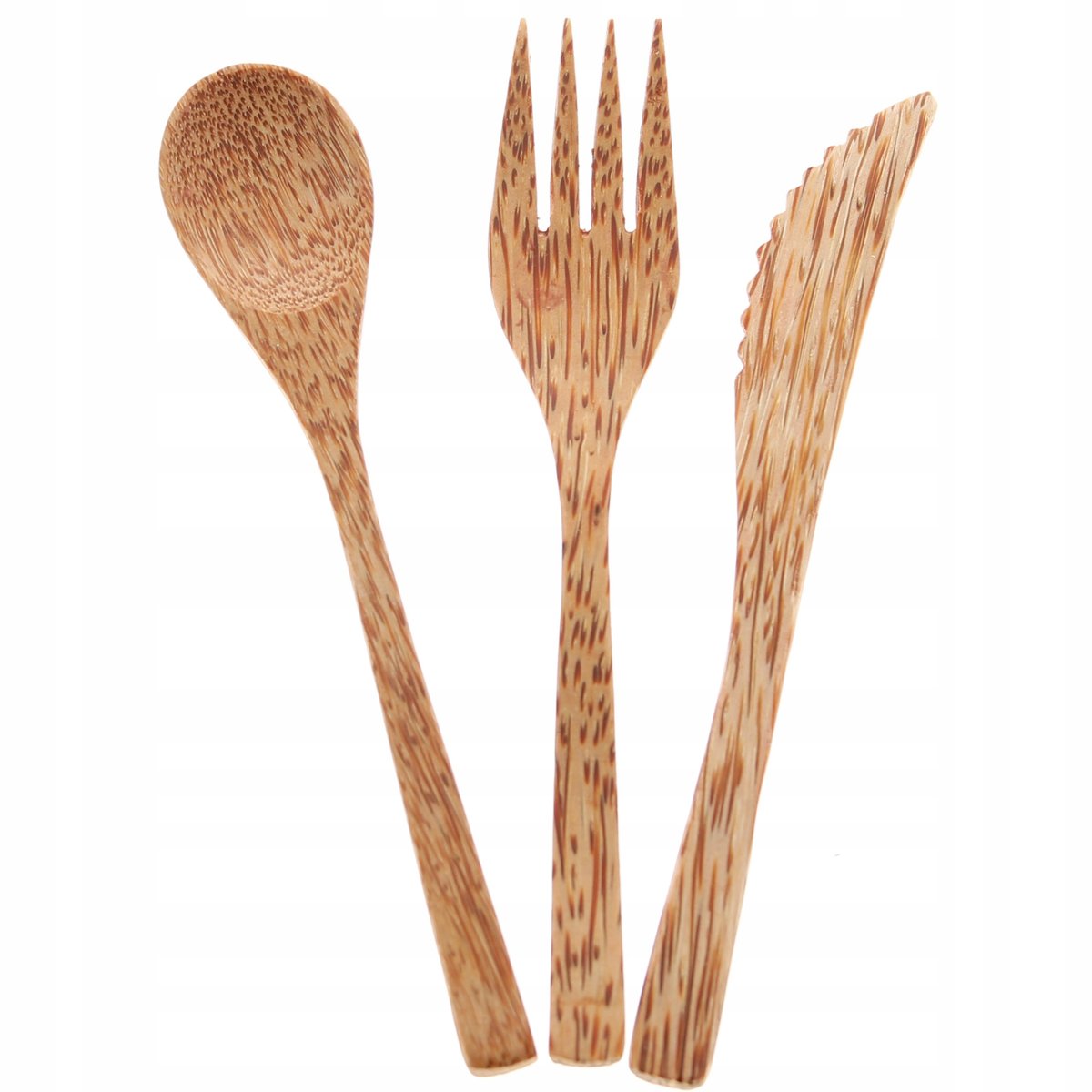 SZTUĆCE DREWNIANE KOKOS WIDELEC NÓŻ ŁYŻKA ZESTAW