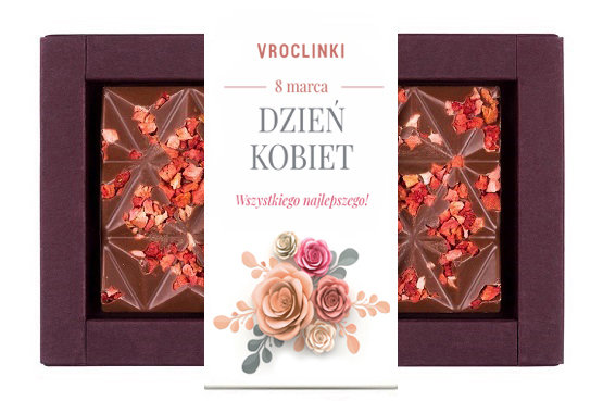 Czekolada mleczna z truskawkami - Dzień kobiet herbaciane róże