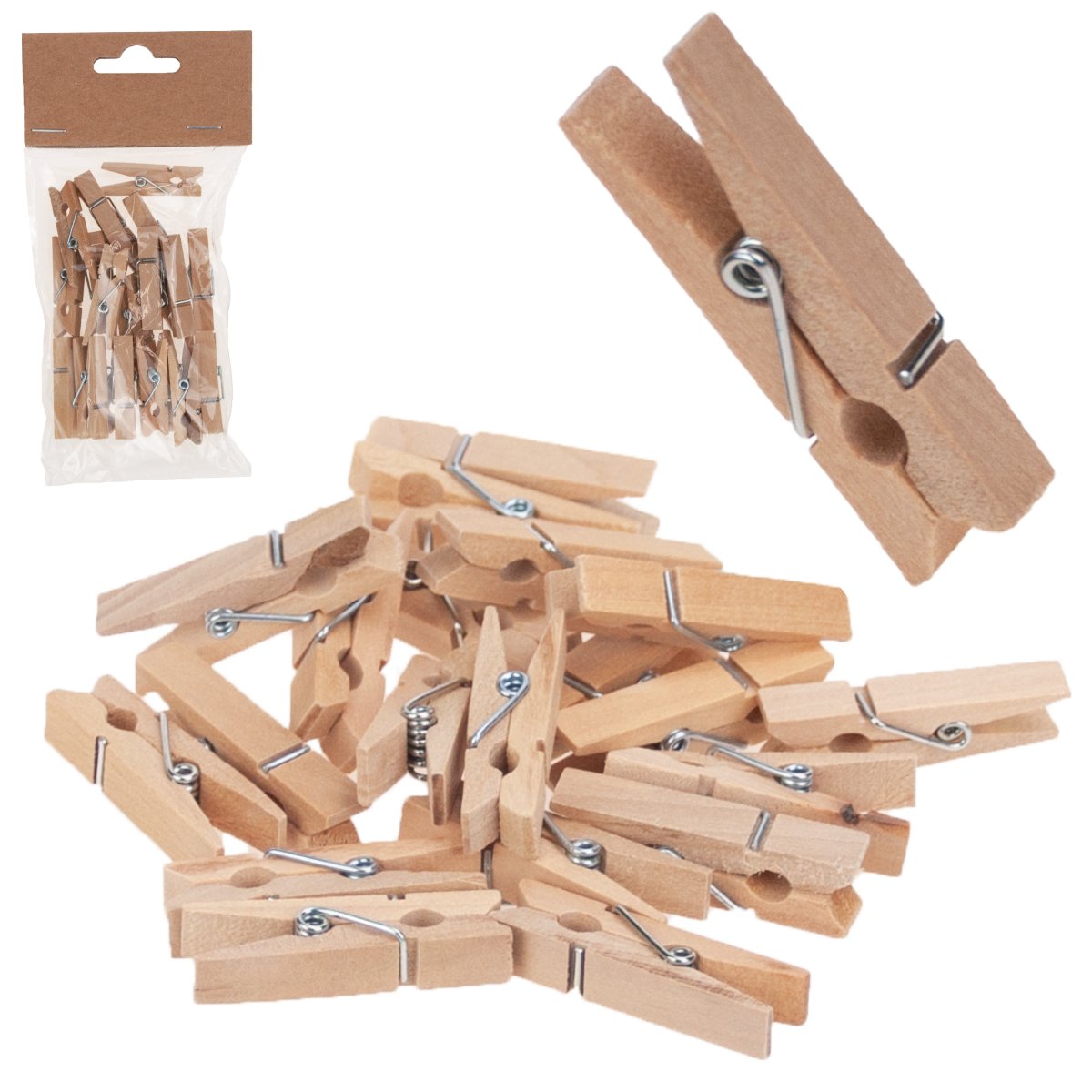 Klamerki drewniane mini spinacze dekoracja 20SZT