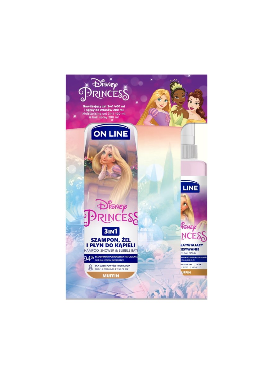 On Line,  Disney Princess, Zestaw kosmetyków do pielęgnacji dla dzieci, 2 szt.