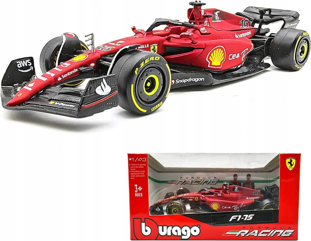 F1 Ferrari F1-75 Ch. Leclerc #16 Bburago 1:43