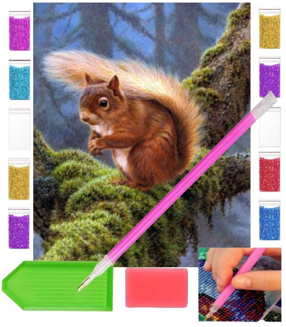 Haft diamentowy WIEWIÓRKA 30x40 OBRAZ duży zabawki kreatywne plastyczne