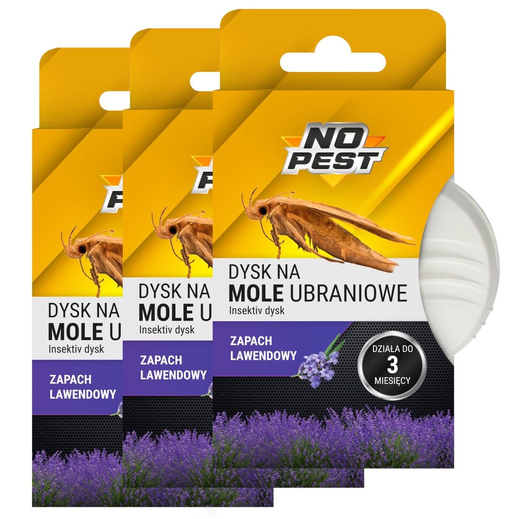 Dysk NO PEST na Mole Ubraniowe 3 szt o Zapachu Lawendy Środek Na Mole Odzieżowe Pułapka Przeciw Molom Ubraniowym