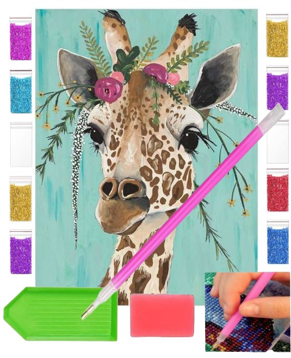 Haft diamentowy OBRAZ duży 30x40 ŻYRAFA żyrafy zabawki kreatywne plastyczne