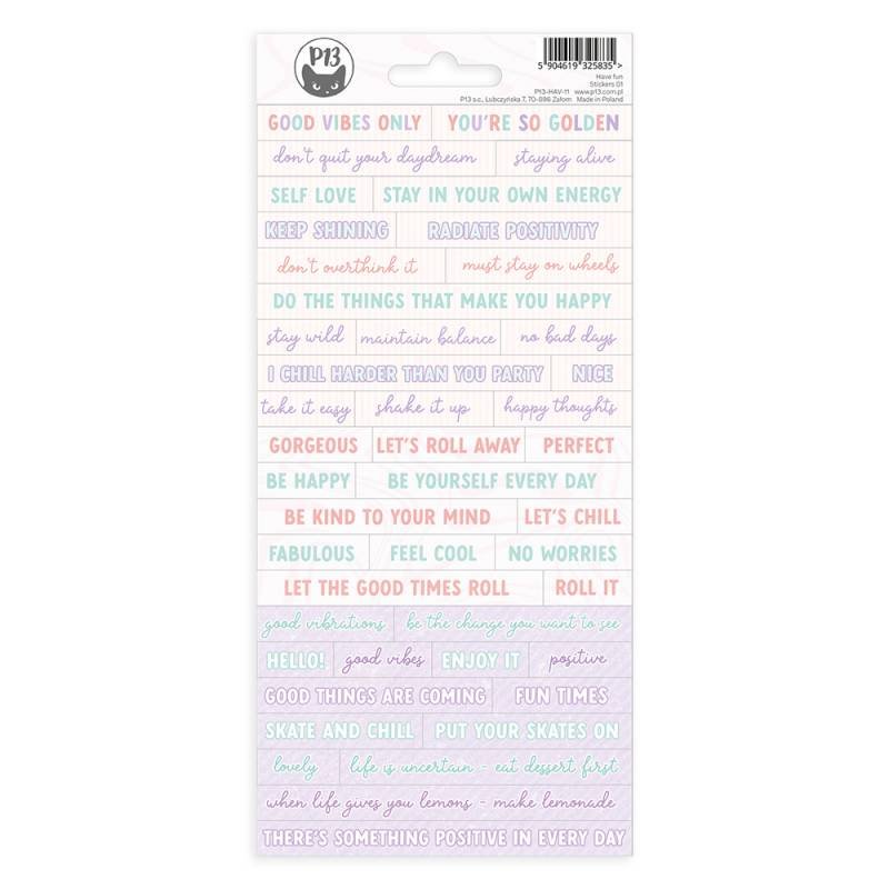 Arkusz naklejek z napisami P13 - HAVE FUN 01