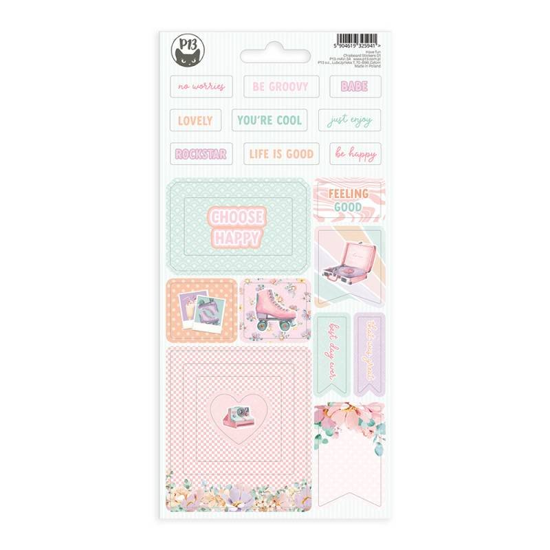 Arkusz naklejek tekturkowych P13 - HAVE FUN 01 - 22 szt.