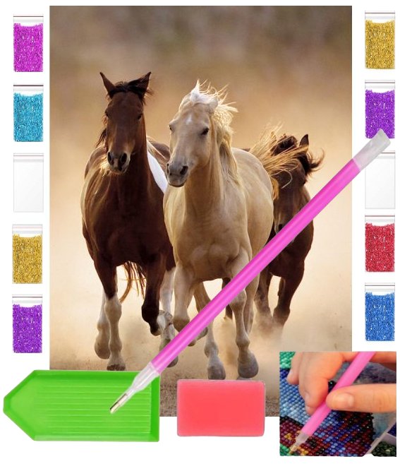 Haft diamentowy PĘDZĄCE KONIE 30x40 OBRAZ duży zabawki kreatywne plastyczne