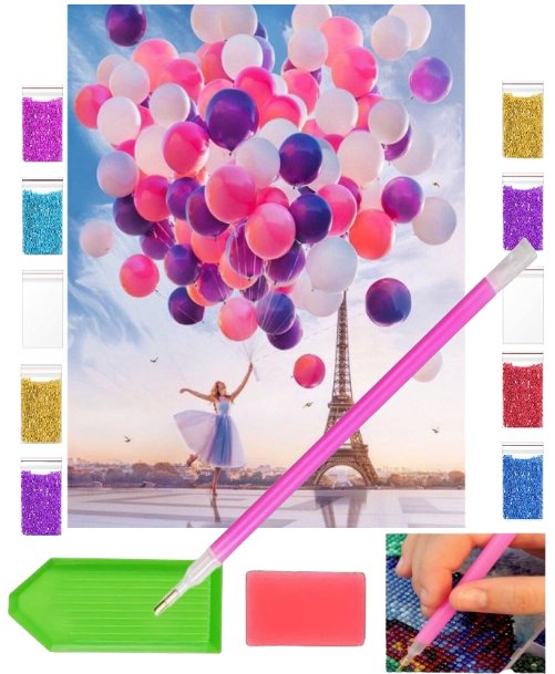 Haft diamentowy BALONOWY PARYŻ miasto francja 30x40 OBRAZ duży zabawki kreatywne plastyczne