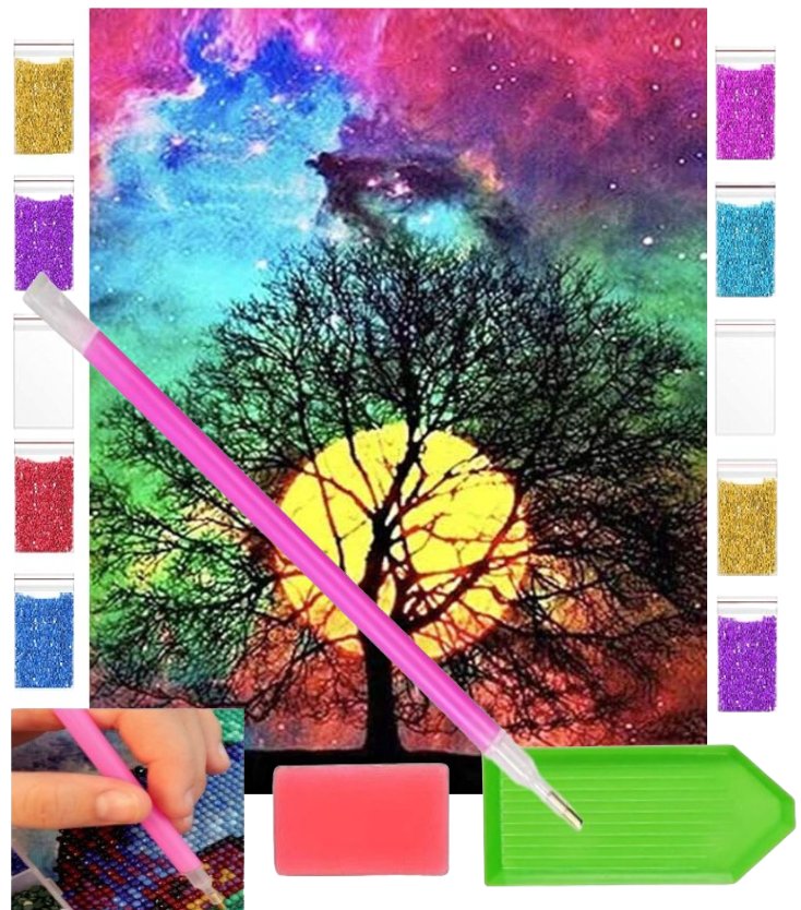 Haft diamentowy PEŁNIA KSIĘŻYCA 30x40 OBRAZ duży zabawki kreatywne plastyczne