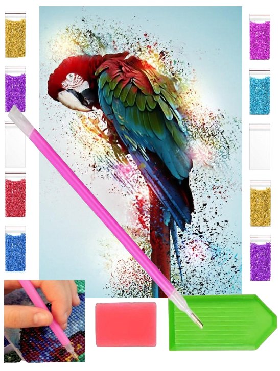 Haft diamentowy PAPUGA ARA 30x40 OBRAZ duży zabawki kreatywne plastyczne