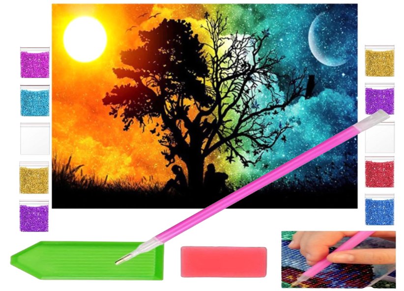 Haft diamentowy PORY DNIA 40x30 OBRAZ duży zabawki kreatywne plastyczne