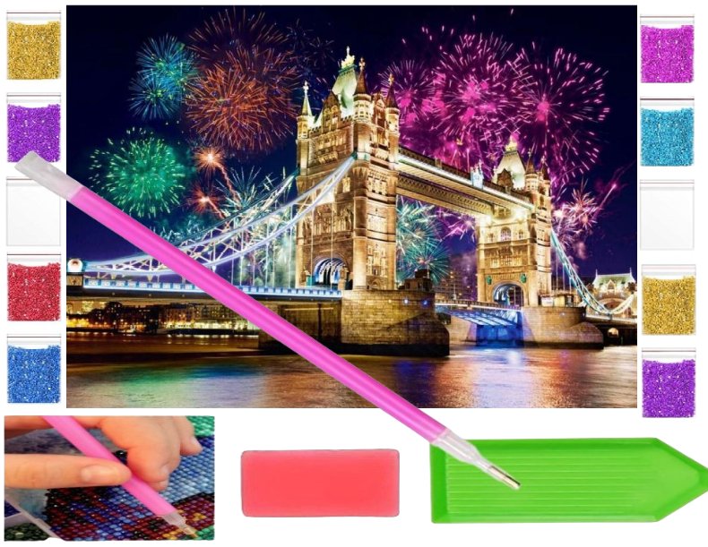 Haft diamentowy most tower bridge MIASTO LONDYN 40x30 OBRAZ duży zabawki kreatywne plastyczne