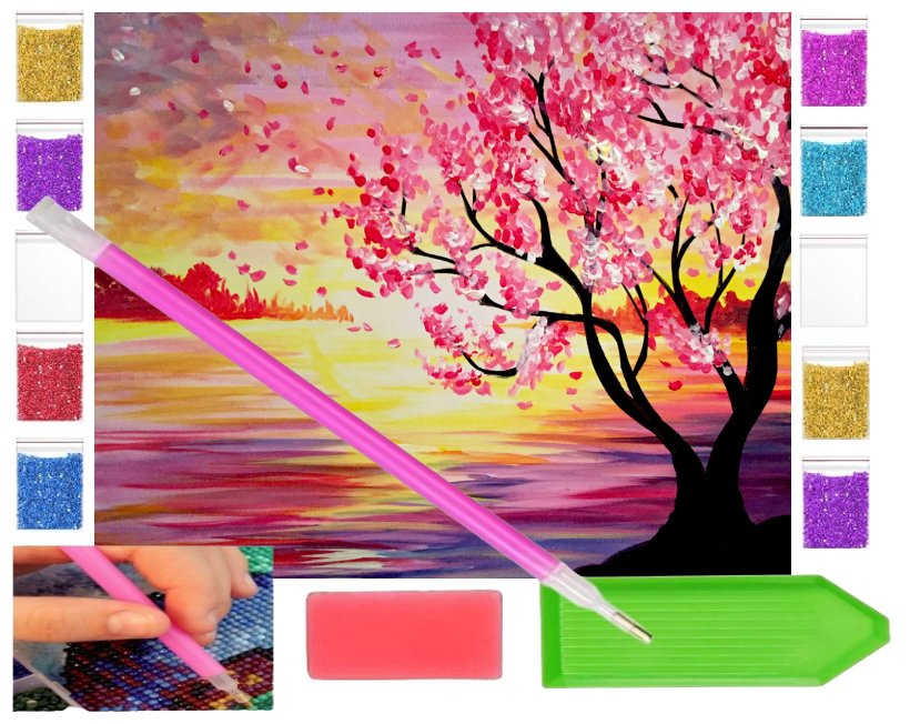 Haft diamentowy DRZEWO O ZACHODZIE 40x30 OBRAZ duży zabawki kreatywne plastyczne