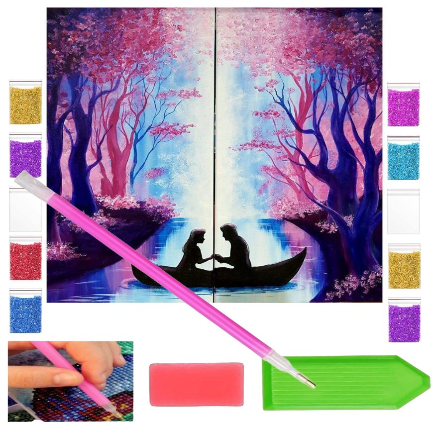 Haft diamentowy ZAKOCHANI PARA MIŁOŚĆ 30x30 OBRAZ duży zabawki kreatywne plastyczne