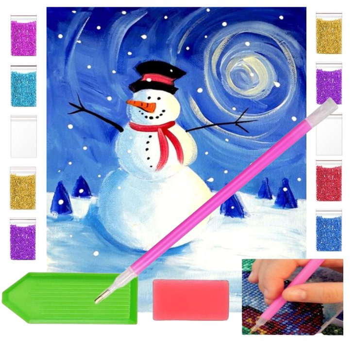 Haft diamentowy BAŁWAN ZIMA ŚWIĘTA 30x40 OBRAZ duży zabawki kreatywne plastyczne