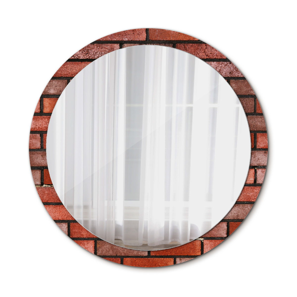Okrągłe Lustro Ścienne Czerwona cegła 100cm