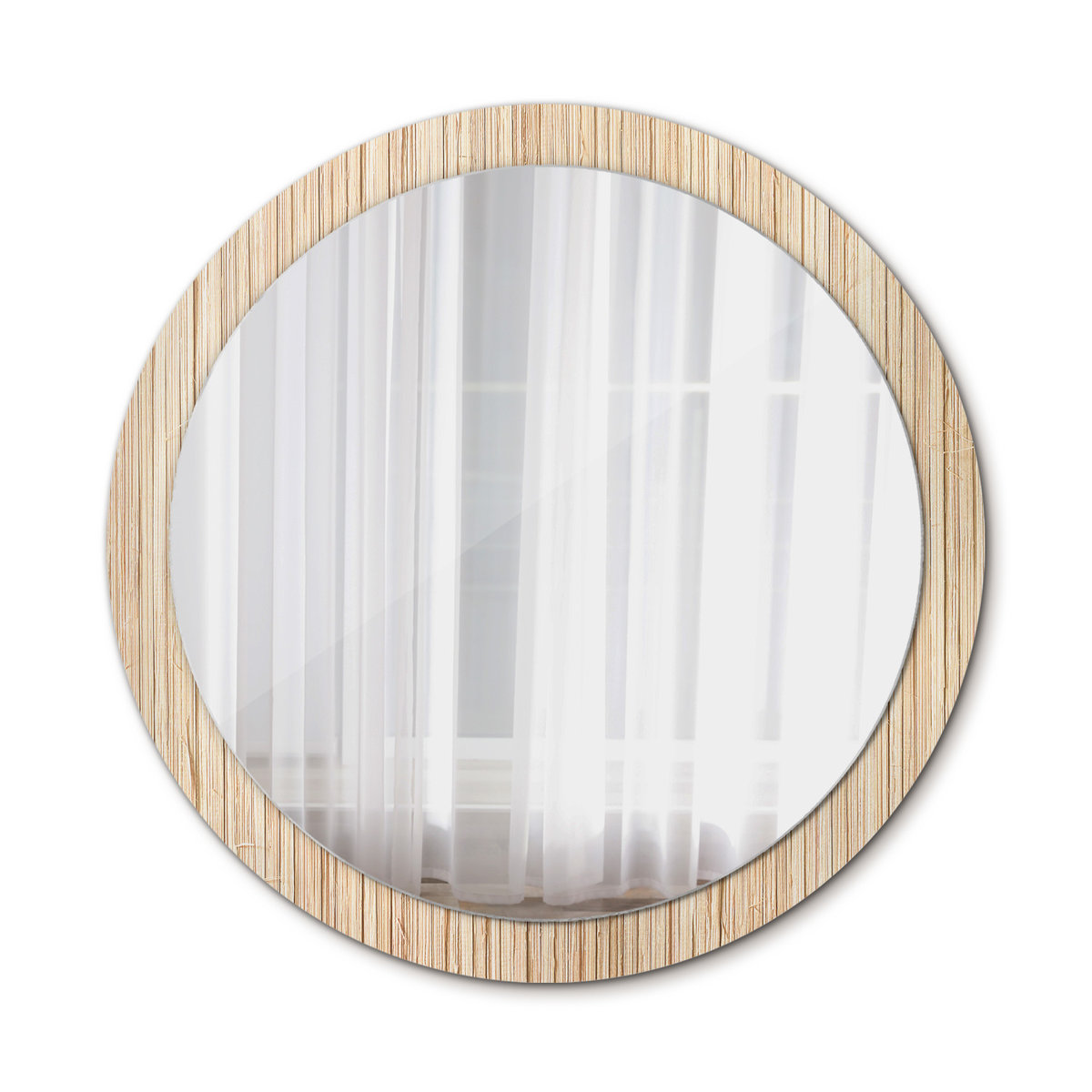Nowoczesne Lustro Okrągłe Bambus słoma 100cm