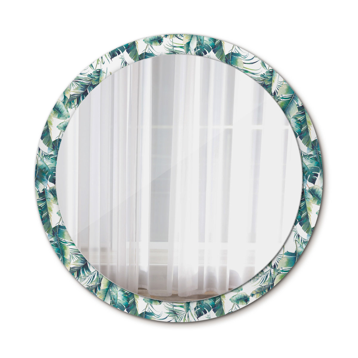 Nowoczesne Lustro Okrągłe Czarno-białe pióra 100cm