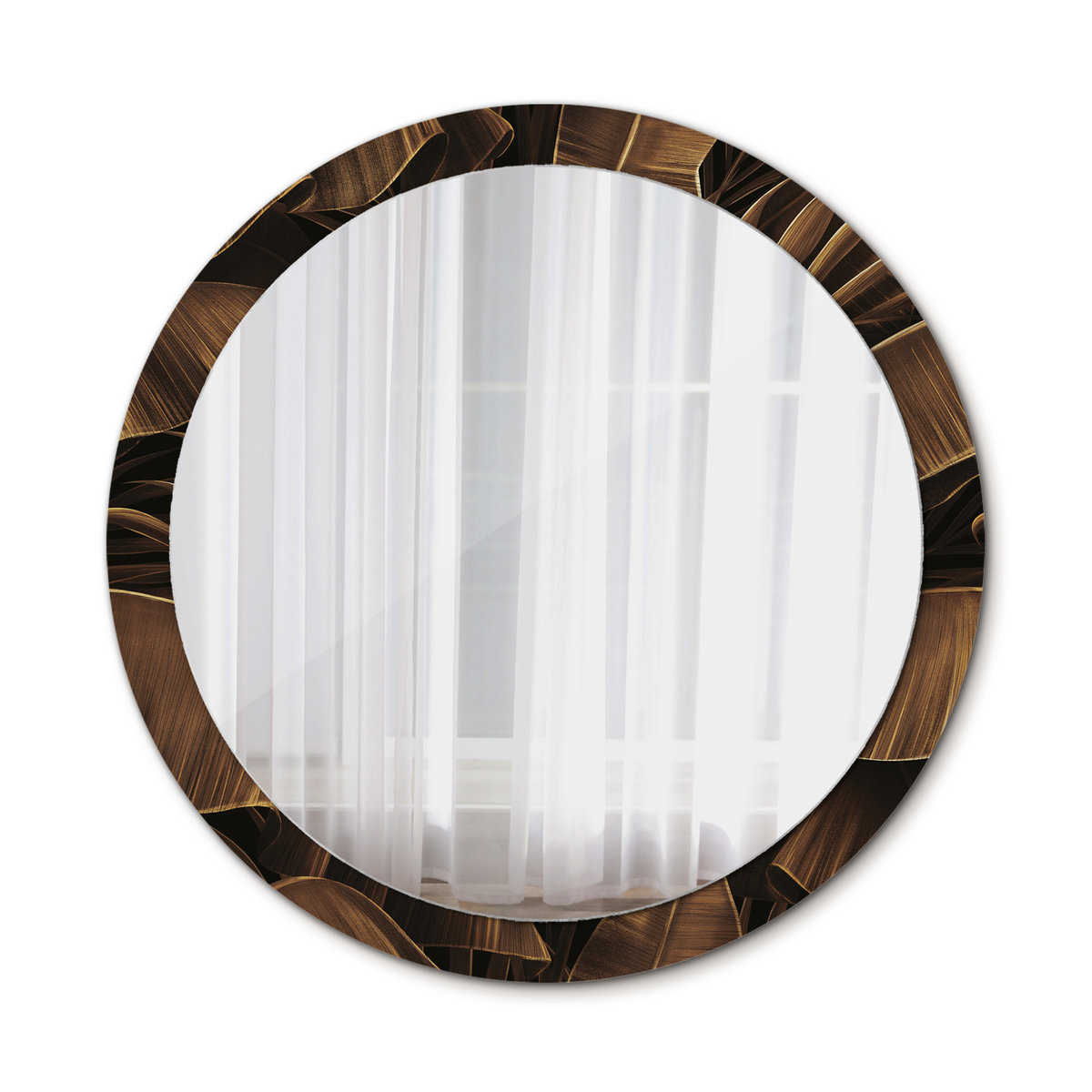 Nowoczesne Lustro Brązowe liście bananowca 100cm