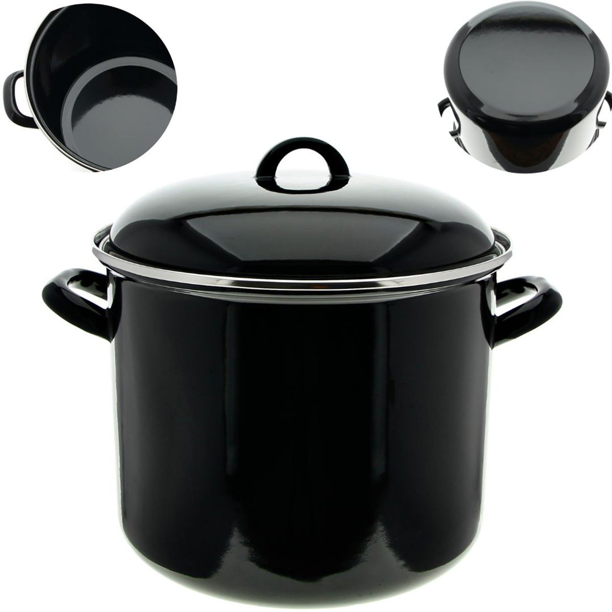 Garnek Emaliowany Czarna Emalia 24cm 8L Bigos