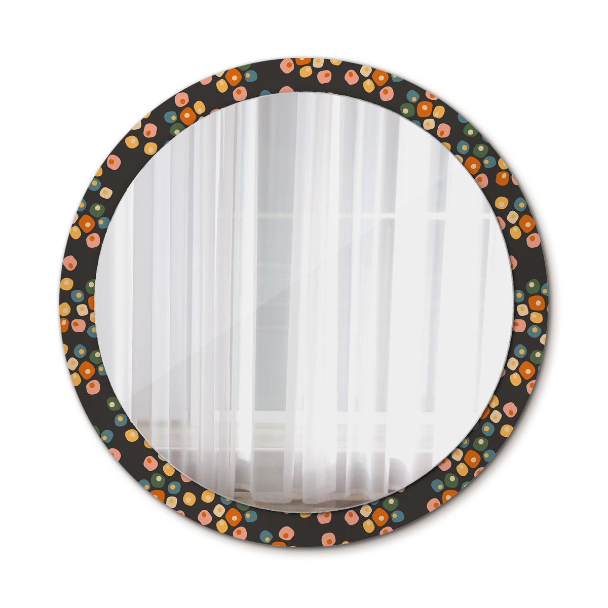 Piękne Lustro Ścienne OkrągłeKropki kwiatów 100cm