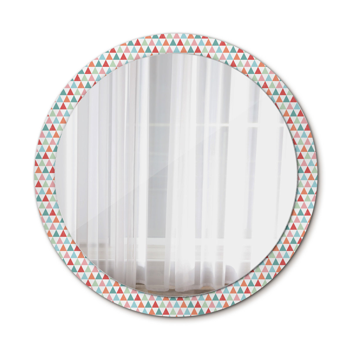 Nowoczesne Lustro Okrągłe Geometryczny wzór 100cm