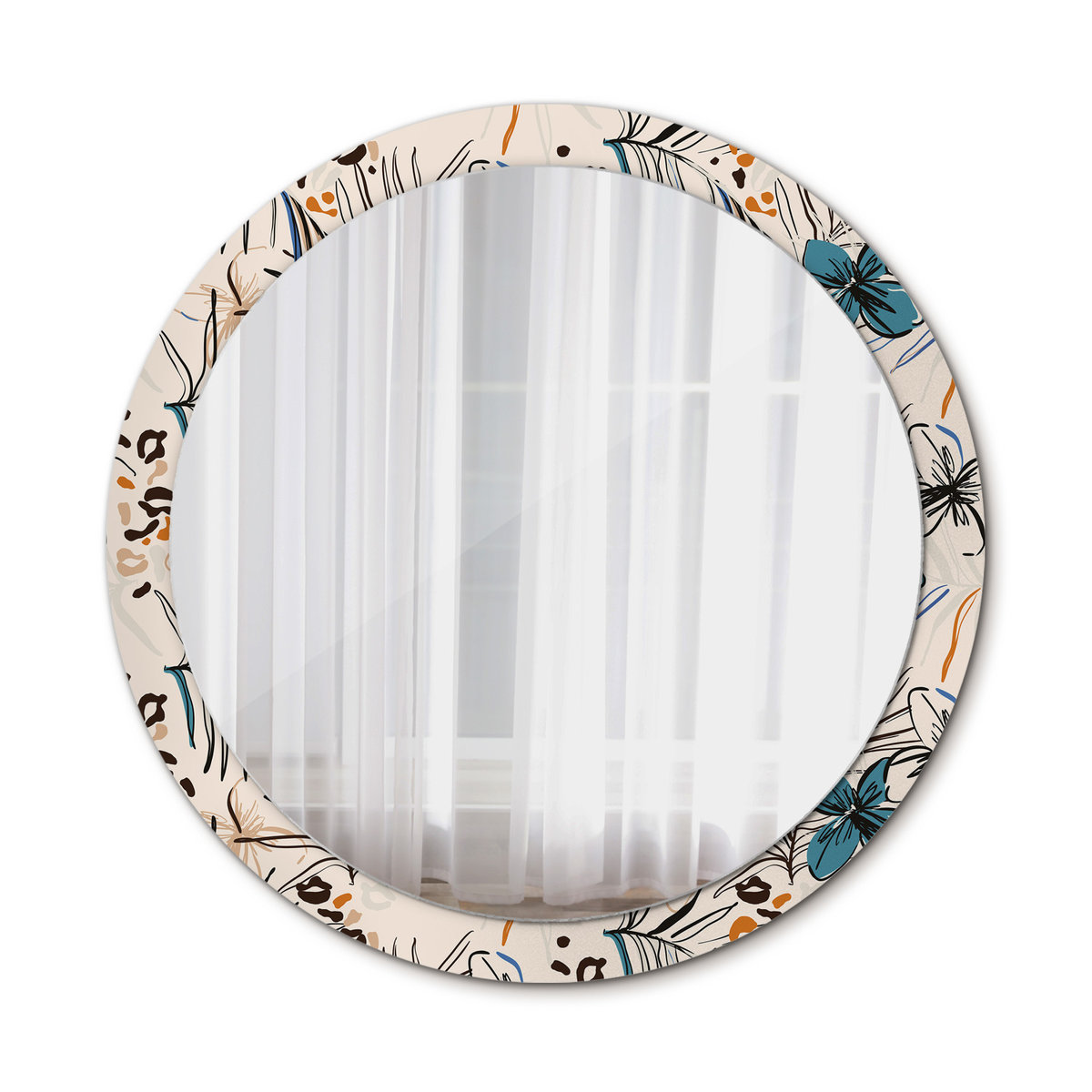 Lustro Ścienne Kwiaty z wzorem dżungli 100cm