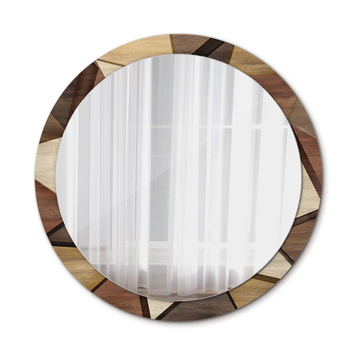 Nowoczesne Lustro Geometryczne drewno 3d 100cm