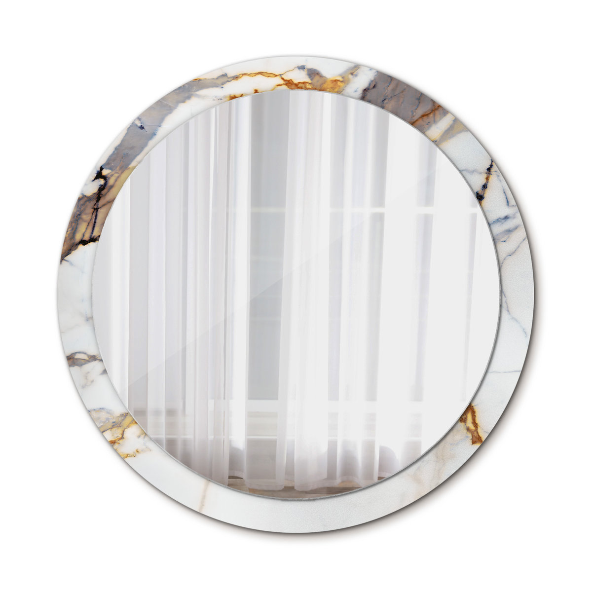 Nowoczesne Lustro Okrągłe Biały marmurek 100cm