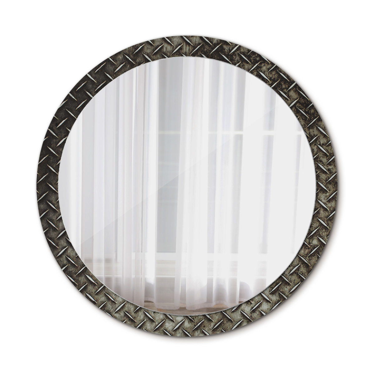 Ścienne Lustro Rama Glamour Stalowa tekstura 100cm