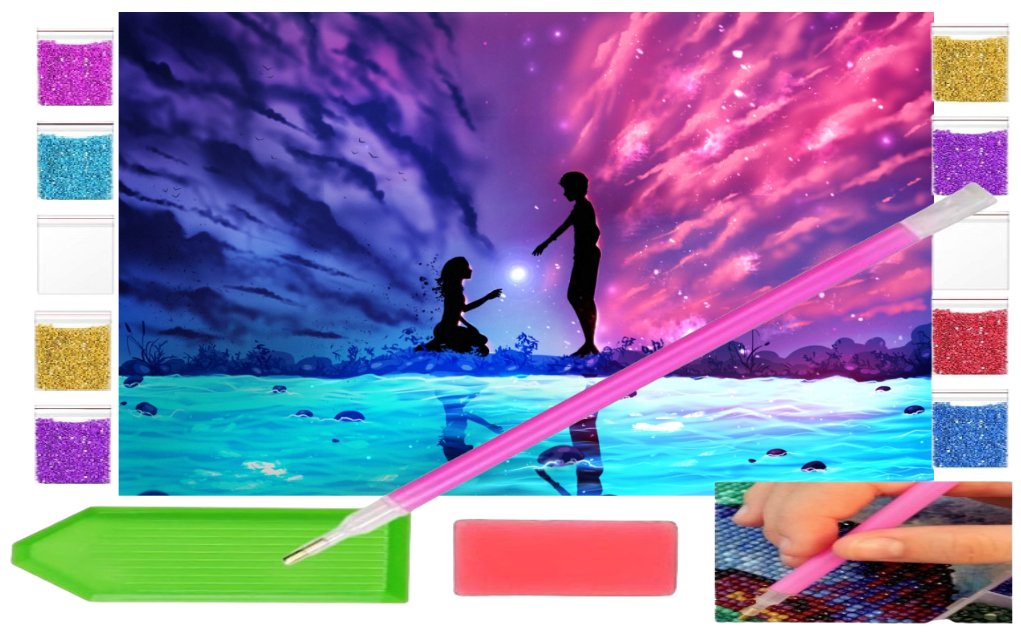 Haft diamentowy PARA MIŁOŚĆ ZAKOCHANI 40x30 OBRAZ duży zabawki kreatywne plastyczne