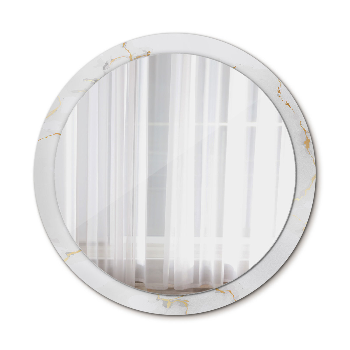 Nowoczesne Lustro Okrągłe Biały marmurek 100cm