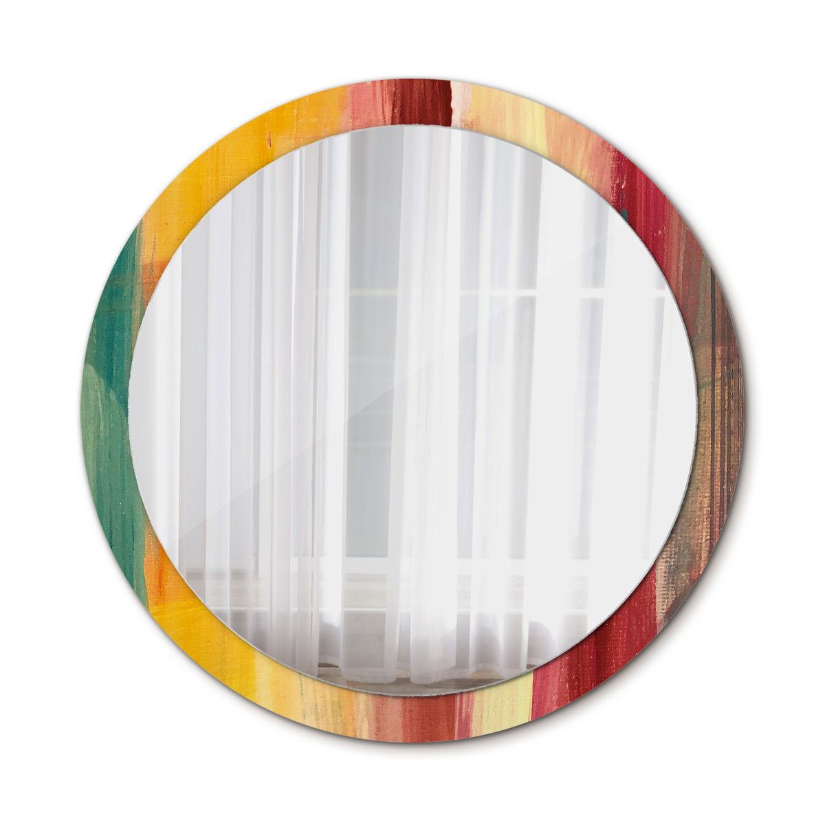 Nowoczesne Okrągłe Lustro Abstrakcyjny obraz 100cm