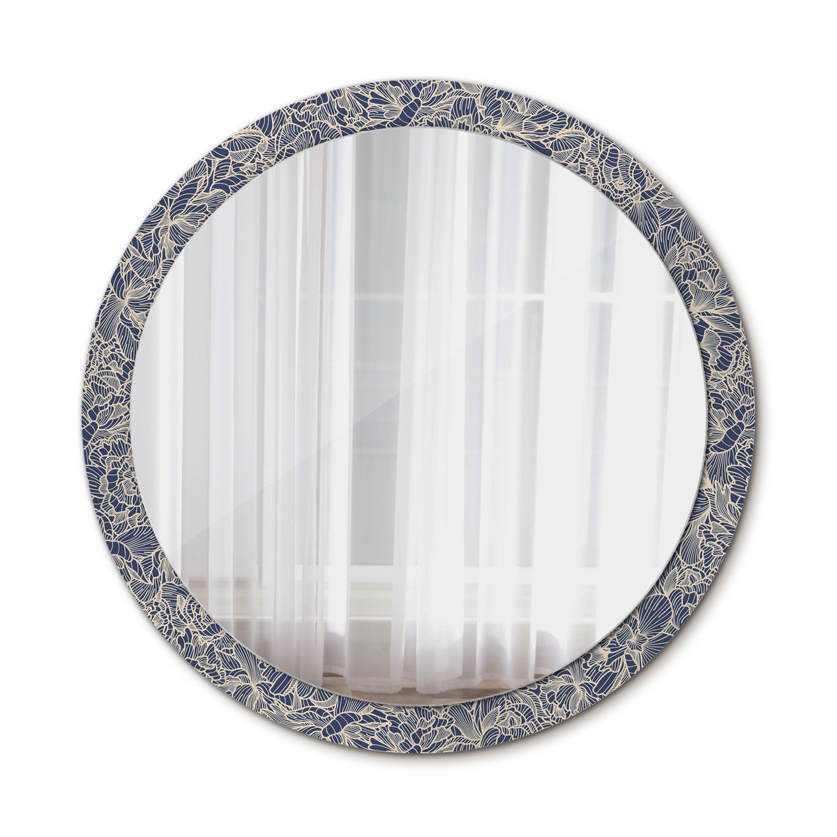 Nowoczesne Lustro Okrągłe Kwiaty 100cm