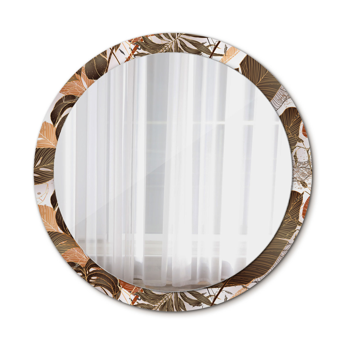 Nowoczesne Okrągłe Lustro Liście palmowe 100cm