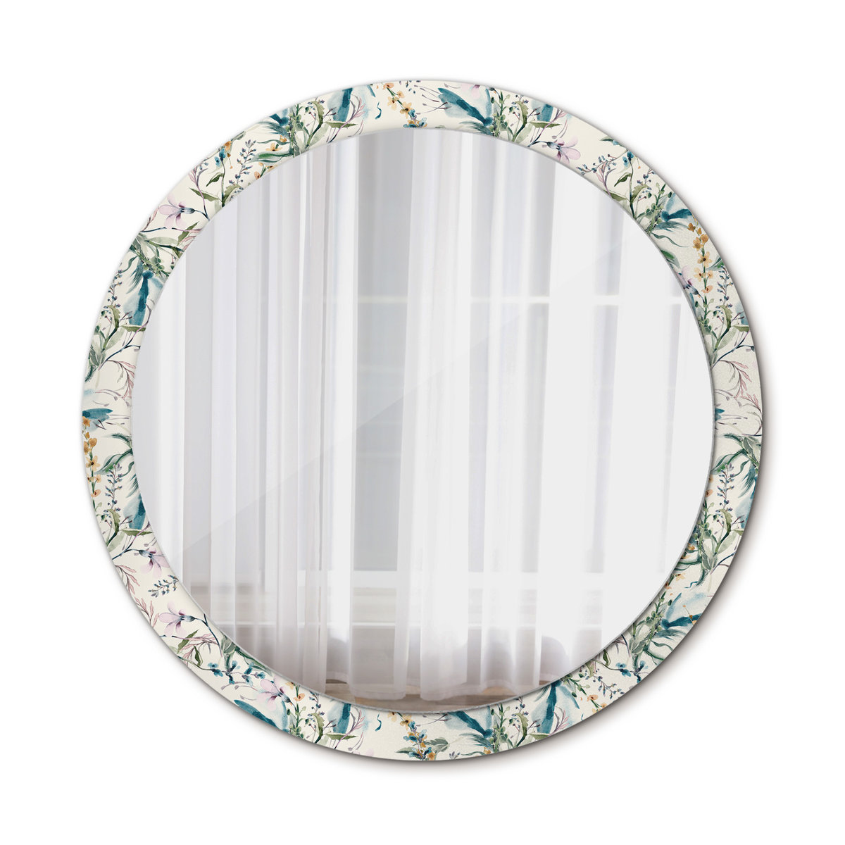 Okrągłe Lustro Ścienne Kwiaty akwarelowe 100cm