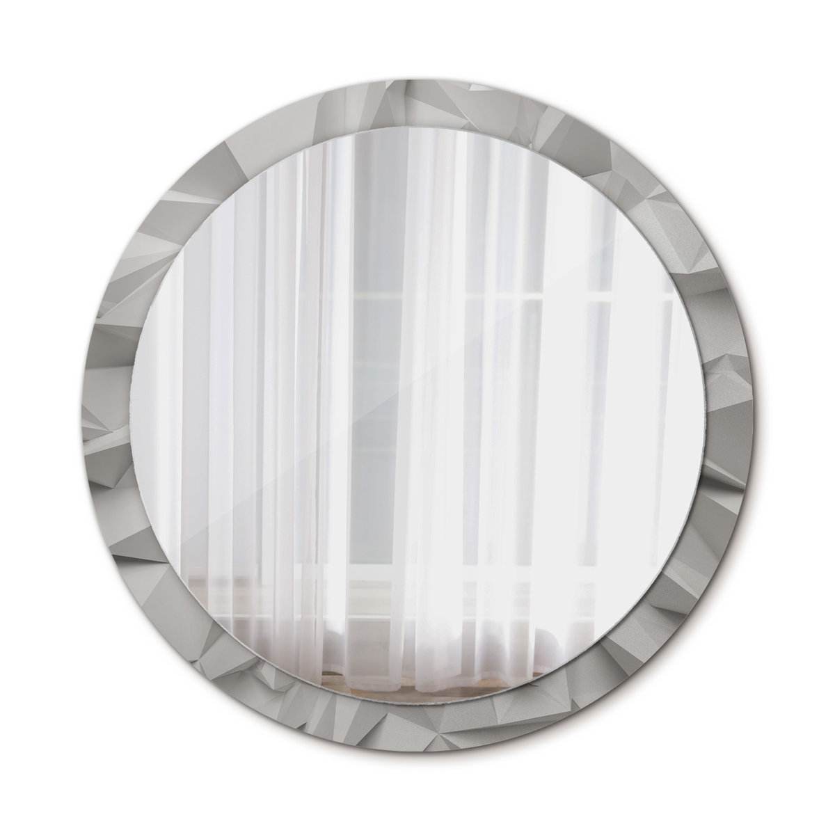 Lustro Okrągłe Abstrakcyjny biały kryształ 100cm