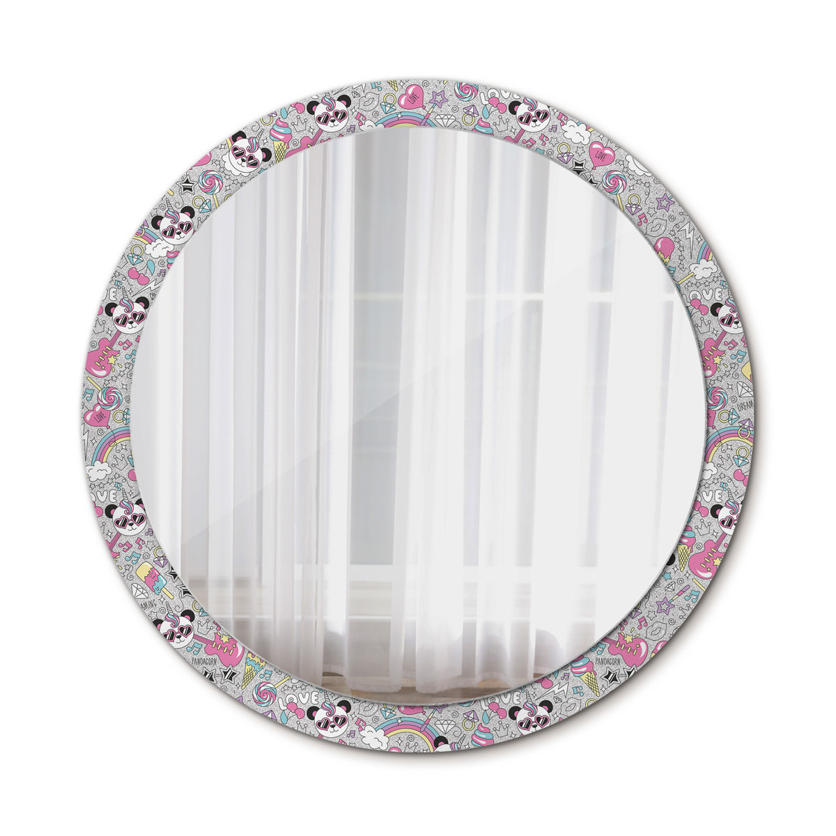 Lustro do Łazienki Glamour Panda jednorożec 100cm