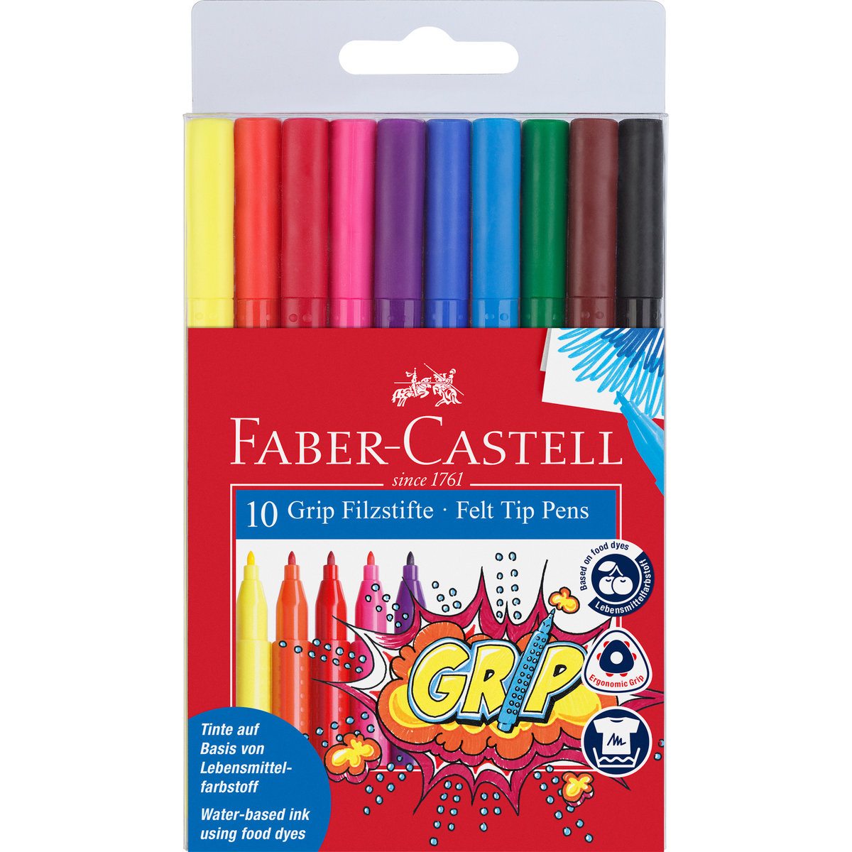 Faber-Castell Flamastry Grip 10 kolorów w etui 155310 FC