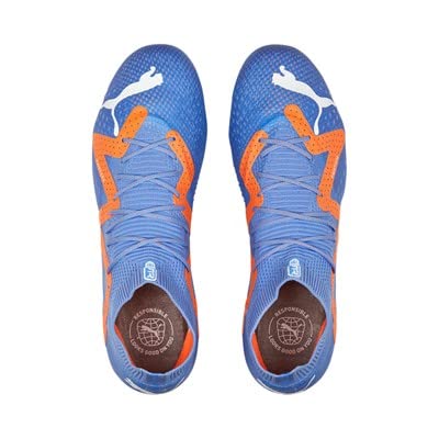 PUMA Męskie buty piłkarskie Match FG/AG, ultra pomarańczowe biało-niebieskie błyszczące, rozmiar 6