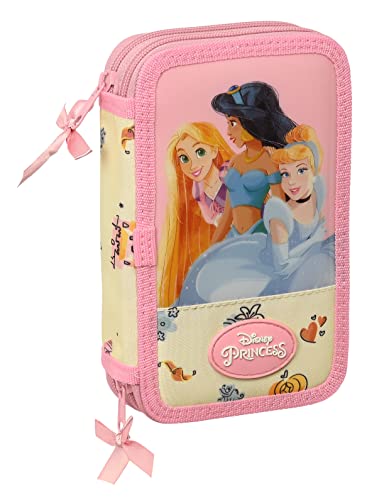 PRINCESAS DISNEY Magical etui szkolne dla dzieci, wygodne i wszechstronne, jakość i wytrzymałość, 12,5 x 4 x 19,5 cm, Różowy i beżowy, Różowy i beżowy, Estándar, zwykły