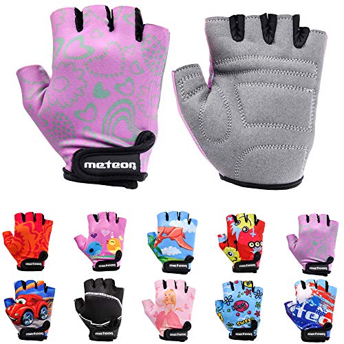 Dziecięce rękawiczki rowerowe Meteor Unisex Bike - Gel Rękawiczki BMX, FLOWER, Gr.-Jr XS/szerokość dłoni- 6-6,5cm