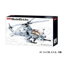 Klocki Sluban Wojsko Helikopter bojowy szary 482el. 158015 GAZELO